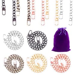 Swpeet 5Pcs Mixed Colors Luxury Fashion 15.7 Inch Replacement Flat Chain Strap with Buckles Set, 0.4” Wide Enough 2.4mm Extra for Metal Shoulder Cross Bag Purse Replacement (Mixed Colors, 15.7 Inch)