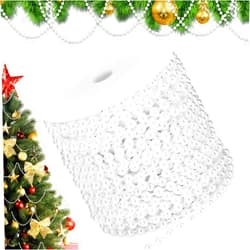 PAXCOO White Pearl Beads Garland, Pearl Strands Craft String Bead for Christmas Tree Decoration, Wedding Party Supplies