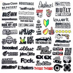 DazzyD HiroKun 57 Pcs JDM Cars Decal Racing Decal JDM Motors Funny Car Stickers Racing for Car Bumber Motorcycle Decals Graphics Race Drift