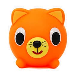 Jabber Ball Sankyo Toys Squeeze and Play Sound Ball - Neon Orange Cat