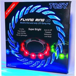 TOSY Flying Ring - 12 LEDs, Super Bright, Lost Mode, Auto Light Up, Camping Essentials for Kids/Teens/Boy/Girl, Safe & Soft, Waterproof, Pool/Beach Games, Lightweight Toy (Green)