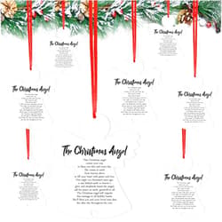Barydat 12 Pcs Christmas Wooden Angel Ornaments Angel Hanging Ornaments for Christmas Tree Decoration Double Sided White Angel Pray Sign for Xmas Tree Fireplace Friend Family