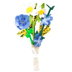Glaciart One Felt Flowers Artificial Bouquet - 4 pcs | Reusable, Washable and Essential Oil Ready Multi Color Artificial Flowers w/Bendable Wire Stem | Great as Gift and Home or Event Decorations