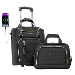 Coolife Luggage Carry On Luggage Underseat Luggage Suitcase Softside Wheeled Luggage Lightweight Rolling Travel Bag Underseater (Black, Carry-On 16-Inch)
