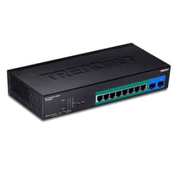 TRENDnet 10-Port Gigabit Web Smart PoE+ Switch, TPE-082WS, 8 X Gigabit PoE+ Ports, 2 X SFP Slots, Vlan, QoS, Lacp, IPv6 Support, 20Gbps Switching Capacity, 75W PoE Power Budget, Lifetime Protection