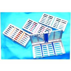 SYNAMED USA New 4 German Stainless Steel Dental Autoclave Sterilization Cassette Rack Box Tray for 7 Instruments Set of 4 Color
