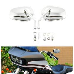 WanboTH 8mm Tapered Motorcycle Teardrop Rearview Short Stem Side Mirrors Replacement For Harley Road King Street Electra Glide Road Glide Dyna Softail 1982-2018 2019 2020 (Chrome)