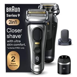 Braun Series 9 PRO+ Electric Razor for Men, 5 Pro Shaving Elements and Shave-Preparing ProComfort Head for Closeness & Skin Comfort, 6in1 SmartCare Center, Wet or Dry Use, Charging Stand, 9597cc