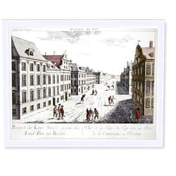 Snapshots of the Past Historic Print, Vuë de Boston. Prospect der Könnig Strasse gegen das land thor zu Boston Vuë de la Rue du Roi vers la porte de la campagne a Boston.gravé par Francois Xav. Habermann. - 2, 16