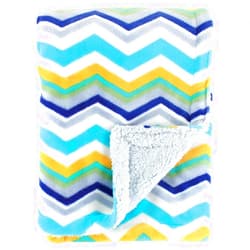 Hudson Baby Unisex Baby Plush Mink and Sherpa Blanket, Blue, One Size