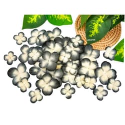 JAKAPAN Handmade Hydrangeas Petals Flowers Mulberry Paper Flower Patch Scrapbooking Wedding DIY Craft Supplies Card Mini Artificial Paper Flowers (Black)