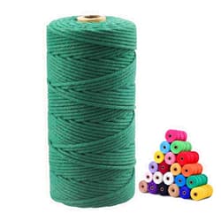 jijAcraft Macrame Cord,3mm x 328 Feet Cotton Macrame Cord,Colored Cotton Cord Macrame Supplies,Macrame Rope Craft Twine String for Macrame & Knitting,Plant Hanger,Wall Hanging,Craft (Blackish Green)