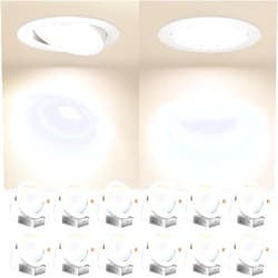 Amico 12 Pack 6 Inch Gimbal LED Recessed Lighting, 40° Tilt Adjustable Directional Canless Downlight, 2700K/3000K/3500K/4000K/5000K Selectable, Better Airtight, 15W 100W Eqv, 1100LM, ETL&FCC