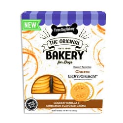 Three Dog Bakery Churro Lick'n Crunch Vanilla & Cinnamon Crunchy Dog Treats, 13-oz Box