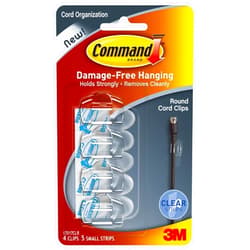 Command Round Cord Clips, Clear, 16-Clip
