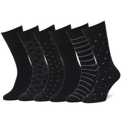 Easton Marlowe Mens Dress Socks 6 Pair Combed Cotton Classic Patterns No Seam Comfort
