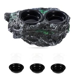 DXOPHIEX Double Bowl Reptile Water Dish Reptile Water Bowl Crested Gecko Food Dish Gecko Feeding Ledge with 6PCS Feeding Cups for Bearded Dragon Crested Gecko Snake and Chameleon