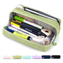 CICIMELON Large Capacity Pencil Case Pouch with Zipper Spacious Opening Pen Bag School Office Storage for Students Girls Boys Adults, Green