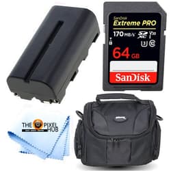 Pixel Hub Blackmagic Design Pocket Cinema Camera 6K Pro (Canon EF) - Essential Accessory Bundle: Sandisk 64GB Extreme Pro SDXC Memory Card, Gadget Bag and Microfiber Cloth
