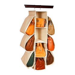 LONGTEAM Hanging Purse Handbag Organizer Homewares Nonwoven 10 Pockets Hanging Closet Storage Bag