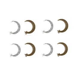 Kinteshun Hollow Moon Luna Crescent Symbol Charm Pendant for DIY Jewelry Making Accessaries(20pcs,Antique Silver&Bronze)