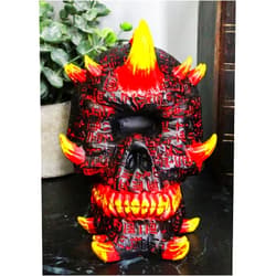 Ebros Gift Ebros El Diablo Hell Inferno Fire Cyclops Skull Statue Greek One Eyed Demon with Horns Cranium Skulls Figurine Ossuary Spooky Gothic Halloween Graveyard Death Decor Figurines and Statues