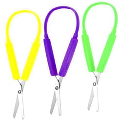 Yolev Loop Scissors 3Pcs Adaptive Scissors for Toddlers 5.5 Inch Colorful Training Scissors for Kids Special Need Children Back to Schools (Yellow, Purple, Green)