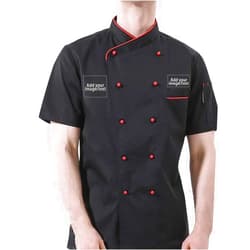 Nsteky Custom Chef Coat Jacket Men's Short Sleeve Classic Chef Coat with Traditional Buttons
