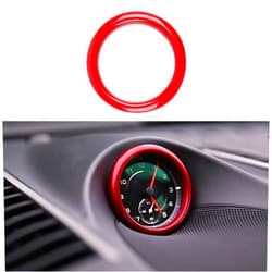 Ramecar Dashboard Center Clock Surrounding Compass Cover Aluminum Ring Emblem Sticker for Porsche 911 718 Cayenne Macan Panamera, etc.(Red)