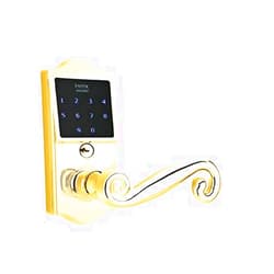 Emtek American Heritage EMTouch Keypad Leverset - Rustic Lever - Available in 3 Finishes - Left or Right Handing - E4002RRHUS3 - Right Handed (RH) - Polished Brass (US3)