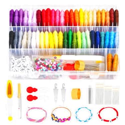 PAXCOO 488Pcs String Bracelet Making Kit, Friendship Bracelet String Kit with 50 Skeins Embroidery Floss Cross Stitch Thread, 400Pcs Friendship Bracelet Beads, 37Pcs Embroidery Tools