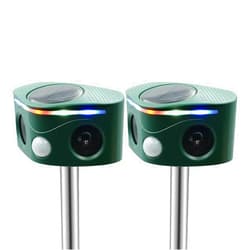 HECO ARMOR 2 PCS Ultrasonic Solar Animal Repellent for Yard, 5 Modes Outdoor Cat Repeller Squirrel Repellent with Motion Sensor, Flashing Light, Animals Deterrent for Bird Deer Skunk Dog for Yard Garden