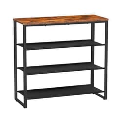 HOOBRO Shoe Rack, 4 Tier Shoe Storage Organizer with 3 Oxford Fabric Shelves and Top Panel, Holds 12-16 Pairs of Shoes for Entryway and Closet, Industrial, Rustic Brown BF47XJ01G1