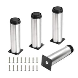 Seimneire 4pcs 7 Inch / 178mm Adjustable Furniture Legs, Silver Metal Legs Stainless Steel Replacement Legs for Sofa Couch Cabinets Shelves DIY Furniture