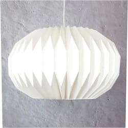 Studio pleat LLC SPHERE L -origami, paper lamp, pendant shade, oval, white, round, modern, japandi, scandinavian design, ecofriendly, minimalist, nursery, bedroom, kid room