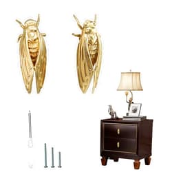 F FuGong HomeAcc Creative Animal Shape Brass Knobs for Kitchen Cabinets Cupboard Door and Decorative Furniture Hardware Pack of 2 (Cicada)