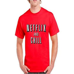 CRAZYDAISYWORLD Netflix and Chill Shirt | Red for Men Shirt | Gift for Him and Her | Pullover Shirts for Men | Netflix Shirt | Deep Shirts