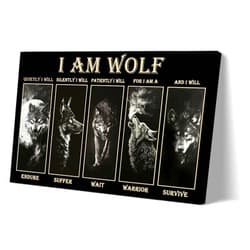 Sboobily Wolf Wall Art Framed Inspirational Quotes Poster Vintage Canvas Wolf Pictures Wall Decor Prints, Modern Animal Painting Black Artwork for Home Decor 08x12 inches
