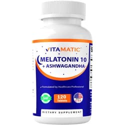 Vitamatic Melatonin 10mg with Ashwagandha 4:1 Extract 250 mg 120 Tablets