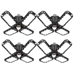 Tudoccy LED Garage Light 4 Pack, 120W Ultra Bright LED Shop Light with 4 Adjustable Panels, 12000LM E26/E27 Base Deformable Ceiling Light Fixtures for Garage, Workshop, Attic, Basement, Barn (Black-4 Pack)