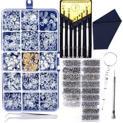 JANYUN Upgrade Version Eyeglass Repair Kit,1500 Pcs More Complete Glasses Screws Kit and Nose Pads with 6 Pcs Screwdrivers and 3 Pcs Tools for Glasses, Eyeglasses and Sunglasses Repair