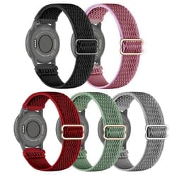 Kollody 5 Pack Stretchy Nylon Watch Bands Compatible with Garmin Venu 2S/Vivoactive 4S/Venu 3S/Vivomove 3S,18mm Loop Elastic Fabric Adjustable Straps for Garmin Forerunner 265S/255S/255S Music Women Men