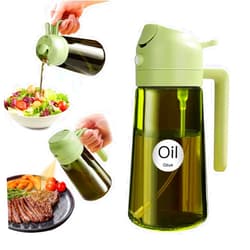 YARRAMATE 16oz/470ml Light Blocking Oil Sprayer for Cooking with Stickers, Food-Grade 2 in 1 Olive Oil Dispenser Bottle for Kitchen, Premium Dark Green Glass Oil Bottle for Air Fryer, BBQ (Green)