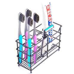 Wbbog Toothbrush Toothpaste Holder for Bathroom, Stainless Steel Bathrooms 7 Slot Black Toothbrush Holder