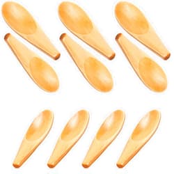 Boao 10 Pieces Wooden Scoop Solid Wood Condiment Spoon Mini Wood Spoon with Short Handle for Loose Tea Leaves, Coffee Bean, Candy, Milk Powder, Spice, Ice Cream, Natural Color