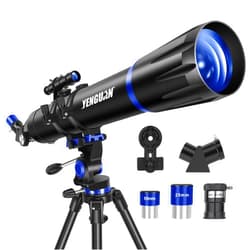 YENGUAN Telescope for Adults & Kids,90mm Aperture 800mm Refractor Professional Telescopes for Adults Astronomy,High Powered Multi-Coated Transmission Telescope with Phone Adapter&Stainless Tripod,Bag