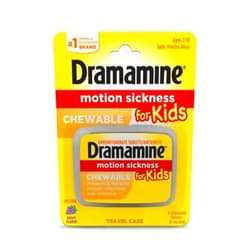 Dramamine Motion Sickness for Kids, Chewable, Dye Free, Grape Flavored, 8 Count Grape 8 Count (Pack of 1)