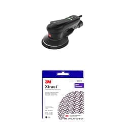 Xtract Bundle of 3M Xtract Electric Random Orbital Sander, Ergonomic and Lightweight ROS, 88758, 5 in, Central Vacuum, 3/16 in Orbit + Cubitron 3M Xtract Net Disc 710W, 5 in, 12 Piece Multi-Pack Net Discs