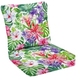 UQK145ZVG 2-Piece Outdoor Deep Seat Cushion Summer Tropical Exotic Palm Leaves Flowers Bright Jungle Plants Lounge Chair Conversation Cushion Set for Patio Furniture Cushion Covers Replacement