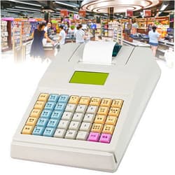 TELOME Electronic Cash Register, Retail POS System, 40 Keys Raised Keyboard, 8-bit LED Digital Customer Display, for Small Business Restaurant Shop, Convenience,White